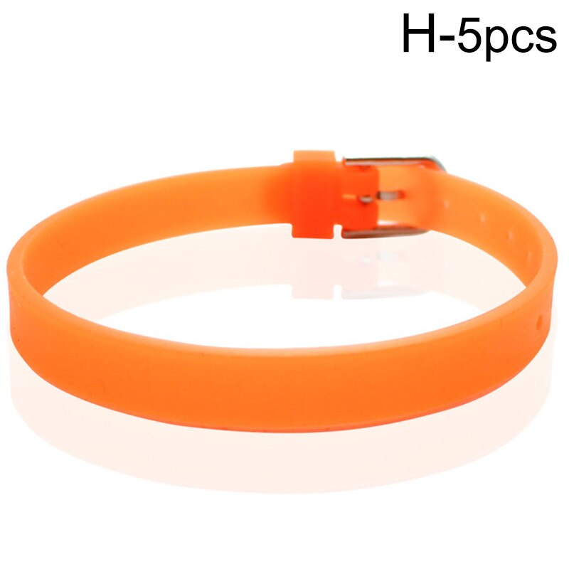 5pcs Silicone Wristband Bracelet Casual Bangles Wrist Band Sports Jogger Running Adjustable Jewelry Accessories: H