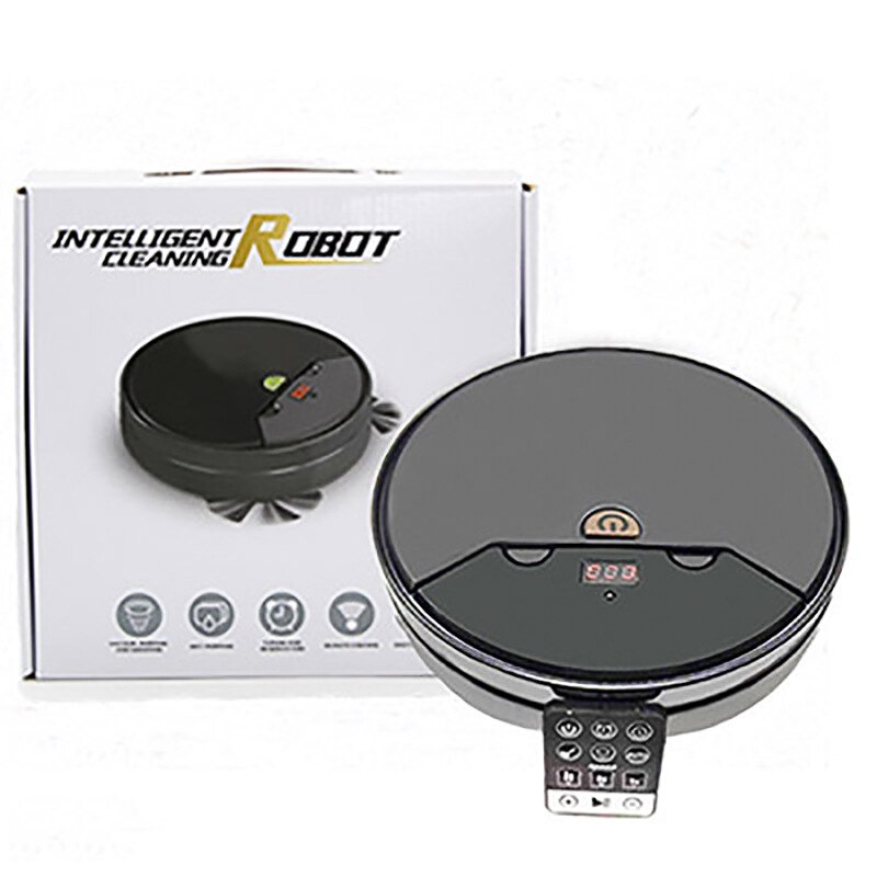 Robot aspirador automático 3 en 1, Control remoto, para fregar y recargar suelos, friega y Barre, succión potente: black