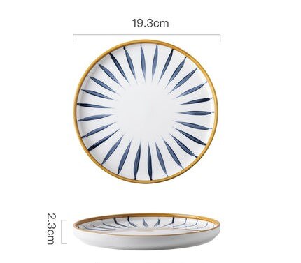 Assiette alimentaire en céramique, peinture à la main, sous glaçure japonaise, bols pour le petit déjeuner ensemble d'assiettes plateau en porcelaine vaisselle ménagère: Champagne