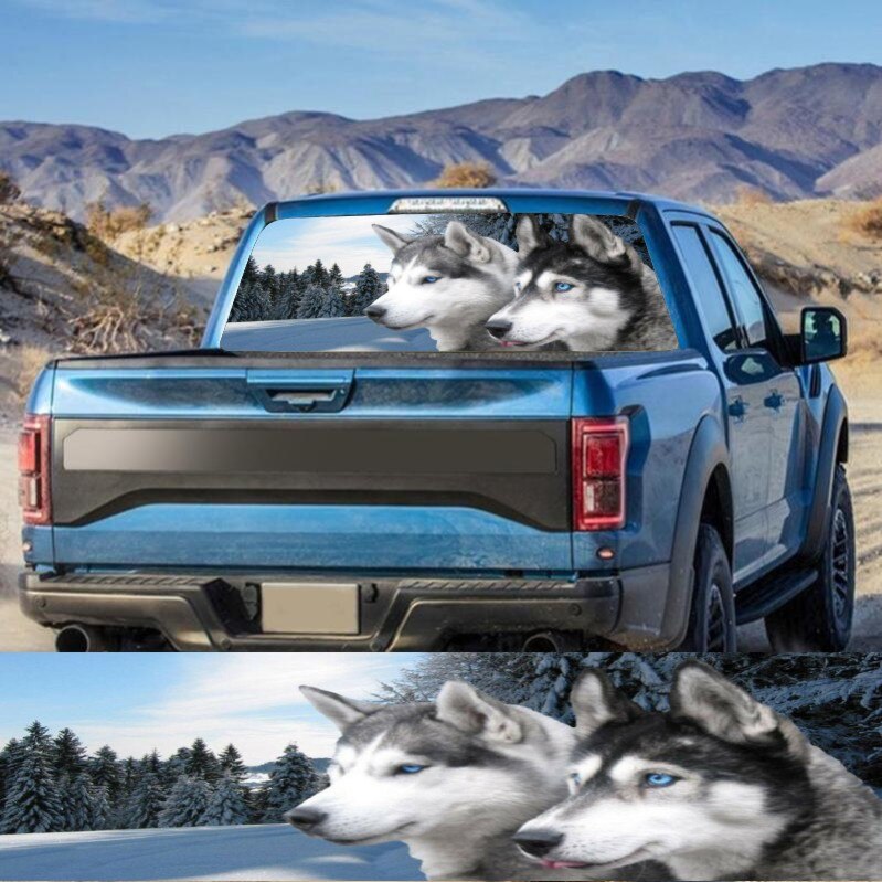 Lobo para camión, Jeep, todoterreno camioneta 3D parabrisas trasero Decoración Adhesivos pegatinas ventana trasera cartel de vidrio 57,9x18,1 pulgadas