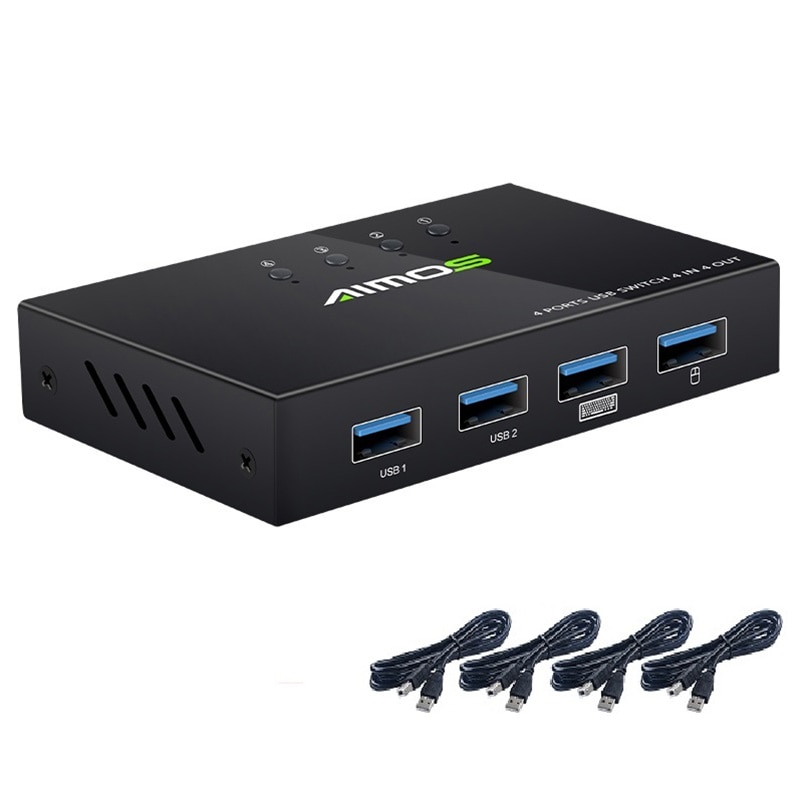 4K USB HDMI KVM Switch Box 4Kx2L HDMI KVM Switch (with 4 USB Cables): Default Title