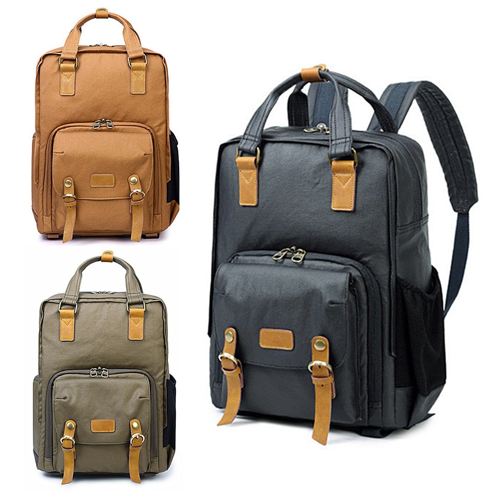 Retro Casual Waterproof Canvas DSLR Camera Bag Photography Tripod Cameras Backpack for Canon Nikon Sony