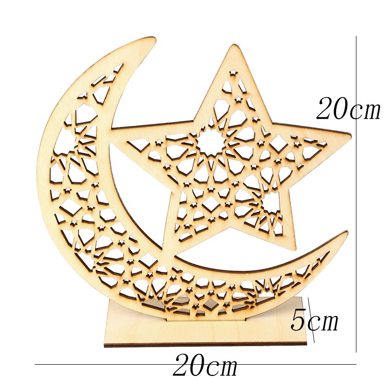 Mubarak Geschenkdoos Moslim Decoratie Banner Licht Houten Hanger Islamitische Moslim Gebed Matten Ramadan Kareem Party: 1pc star moon stand