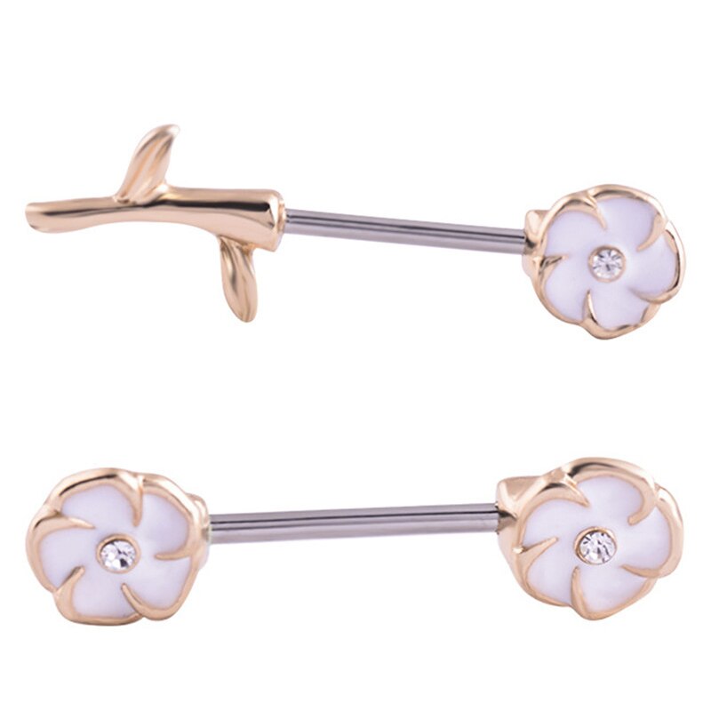 2 pièces mamelon Piercing Barbell 14G crâne fleur flèche mamelon bouclier charmant mamelon anneaux pour les femmes corps Piercing bijoux