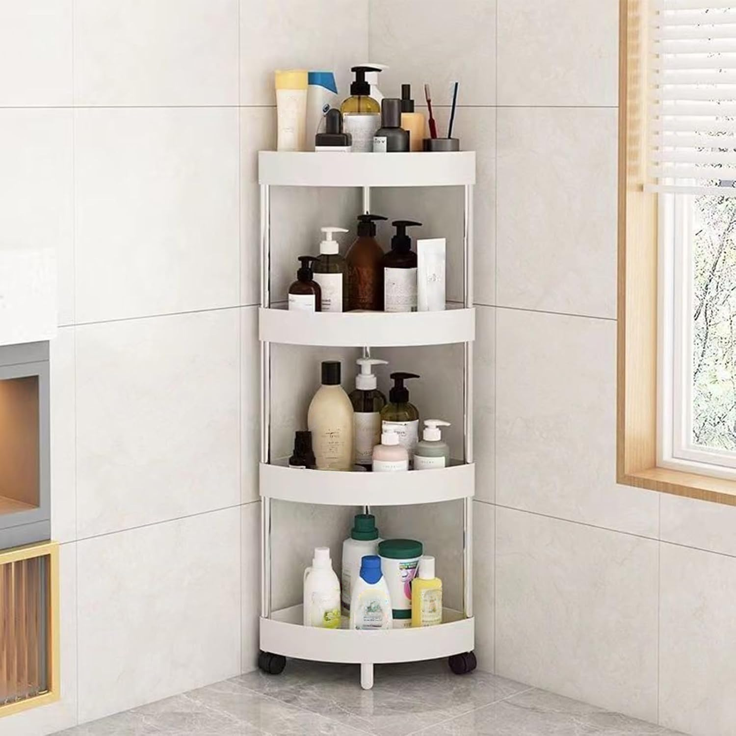 3/4Tiers Corner Storage Rack Shelves Organizer Space Saving Multi-Functional for Kitchen Living Room Bathroom