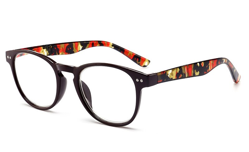 Unisex Reading Glasses Round PC Frame Eyewear Men Purple Blue Far Sight diopter +1.0~4.0: +100 / tea