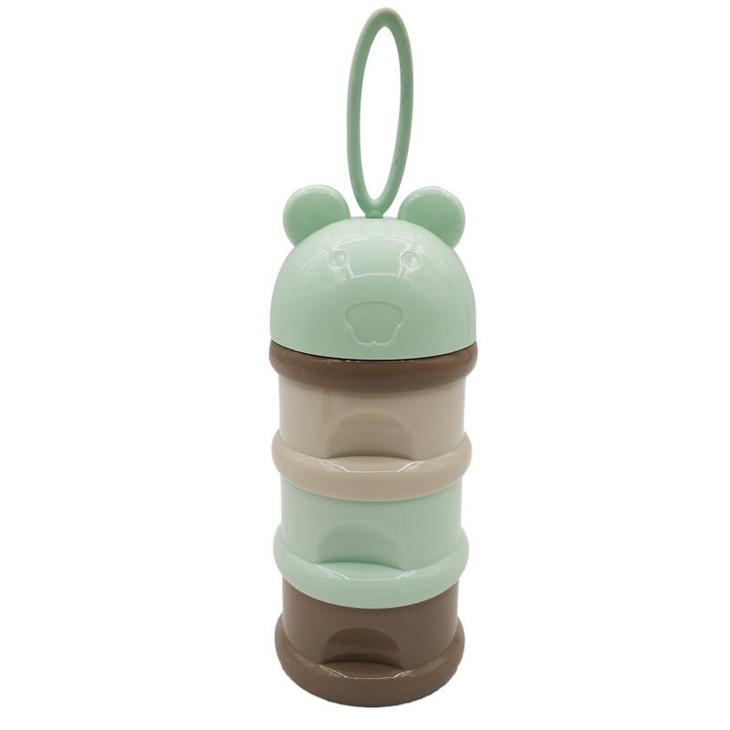 3 layer Frog Style Portable Baby Food Storage Essential Cereal Cartoon Milk Powder Boxes Toddle Kids Formula Milk Container 4829: Green