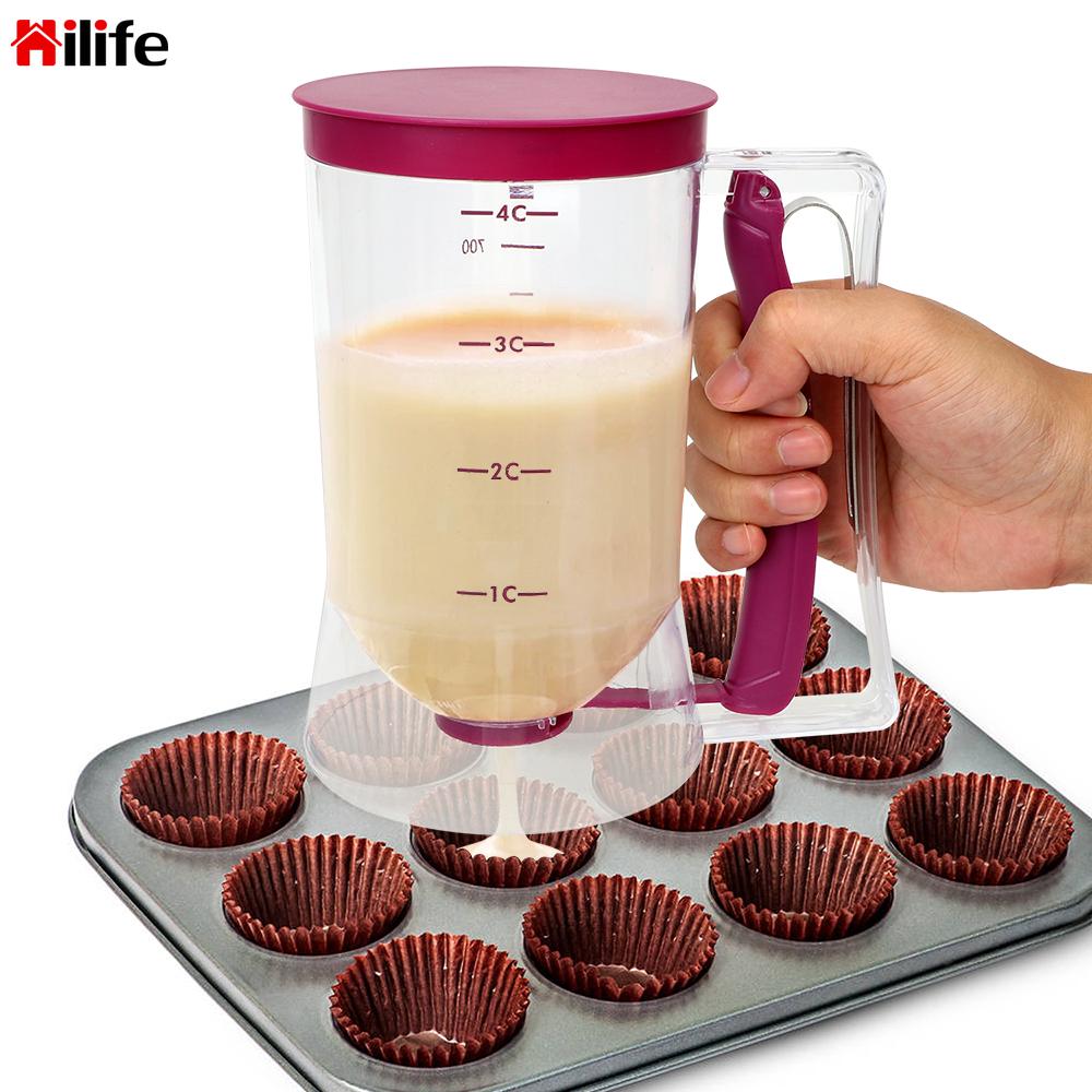 Hilife 900ml bakgereedschappen maatbeker voor cupcakes pannenkoeken koekjes cake muffins beslag bloem pasta dispenser
