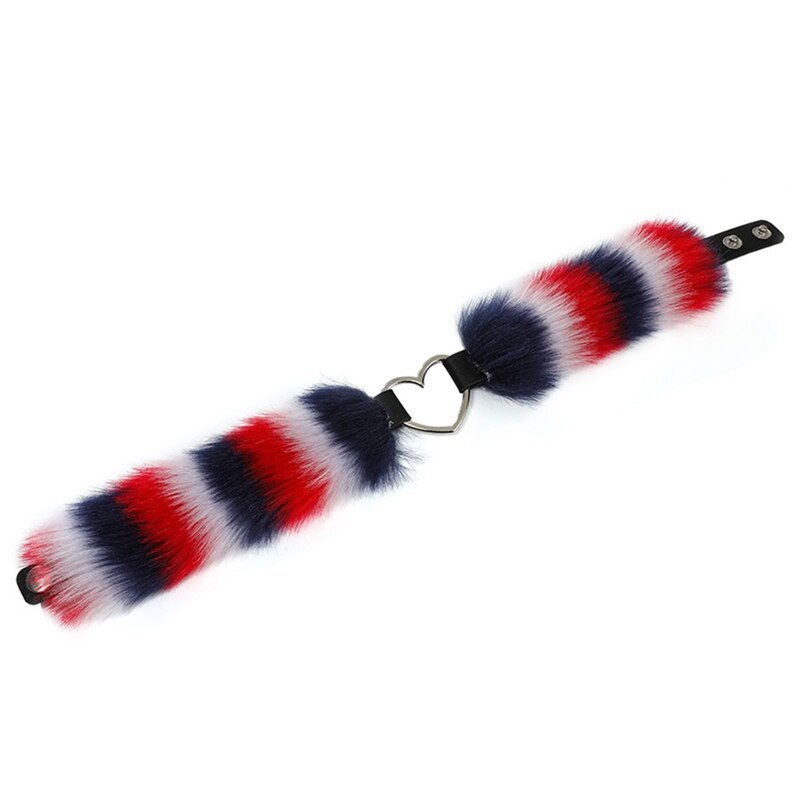 2022 moda serce kołnierz Choker kobiety puszysty naszyjnik punkowe dziewczyny pluszowy łańcuszek do obojczyka biżuteria dekoracyjna na impreza w klubie nocnym: black White Red