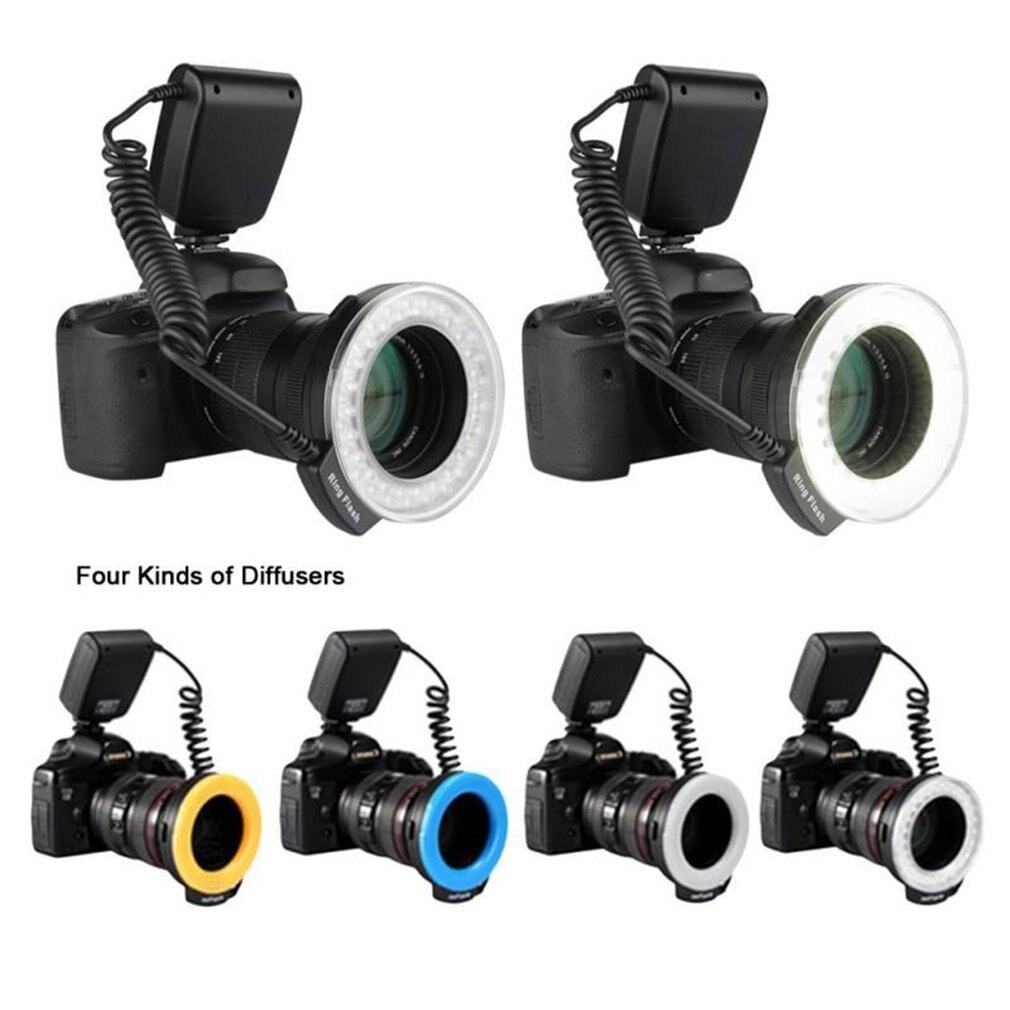 Flash annulaire Macro LED pour Canon pour Nikon pour Panasonic pour Pentax pour appareil photo reflex numérique Olympus
