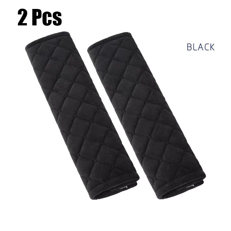 Soft Car Seat Belt Cover Universal Auto Seat Belt Covers Warm Plush Shoulder Cushion Protector Safety Belts Shoulder: 2pcs Black