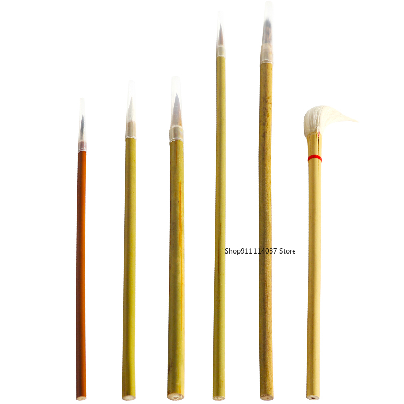 6 teile/satz Keramik Schreiben Pinsel Bambus Pinsel Malerei Gemalt Haken Stift Kehr Asche Feuchtigkeitsspendende Pinsel Keramik Tonne Polymer Werkzeug