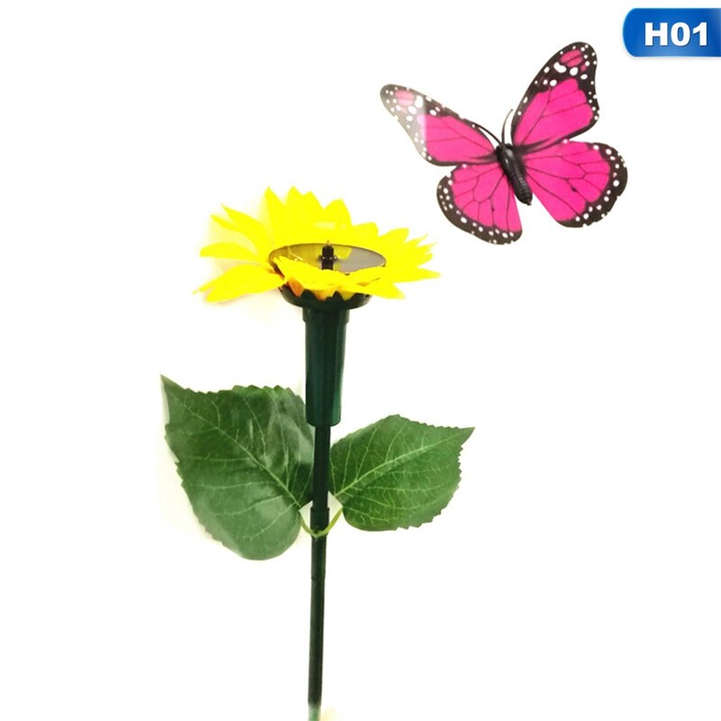 Op zonne-energie werkende vliegende, dansende, fladderende zonnebloemvlinders, kolibrie-tuindecoratie voor tuindecoratie op binnenplaatsen: H01