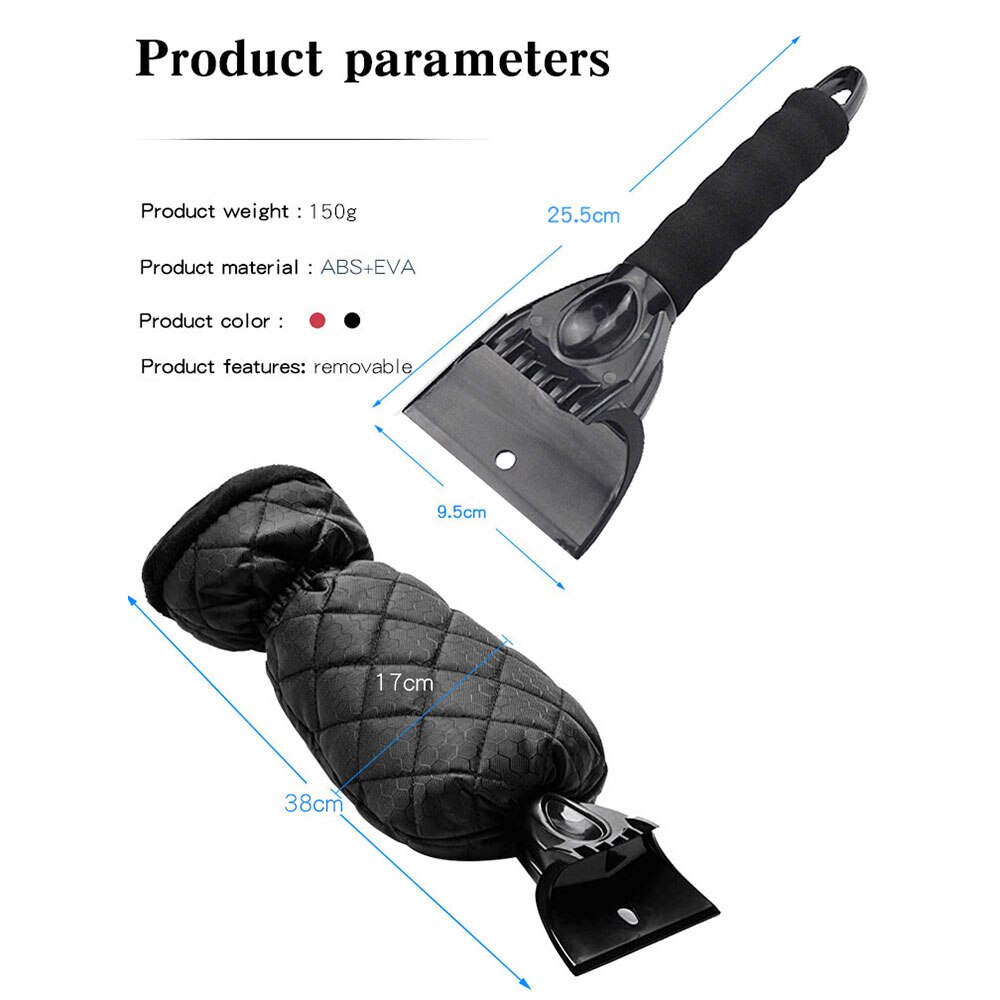 Guantes raspadores de hielo para coche, removedor de nieve para parabrisas, guante grueso impermeable, herramienta raspadora de hielo para ventana automática, Wint al aire libre,