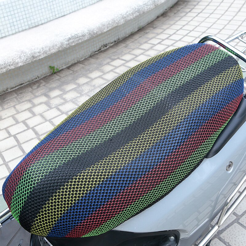 M 3D cubierta de asiento de motocicleta de malla transpirable cubiertas de asiento de Red de bicicleta eléctrica Protector de enfriamiento duradero negro, rojo, dorado, azul, colorido: Colorful-M