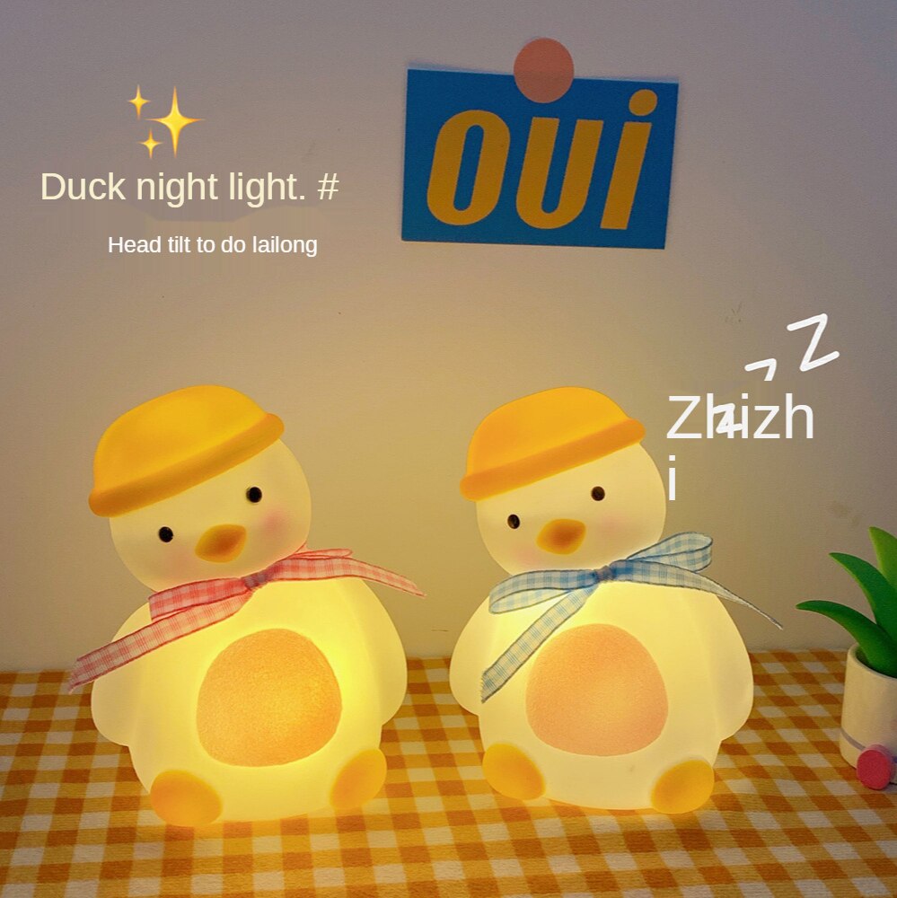 Ins bedroom girl LED small night light cute duckle room bedside lamp set up dormitory