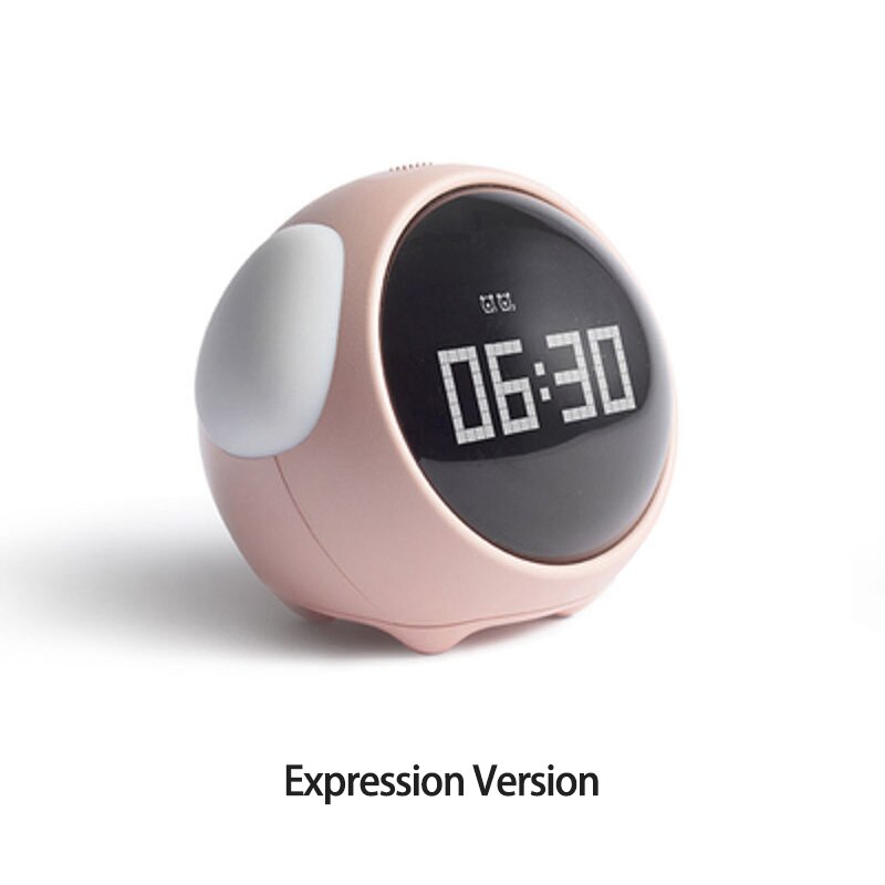 Xiaomi Cute Expression Alarm Clock Multifunctional Digital Led Voice Controlled Light Bedside Thermometer Clock Home: 795-Expression-Pink