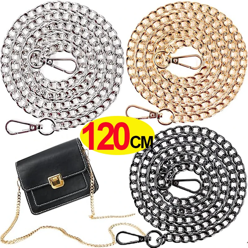 120cm metalowy łańcuszek złoty srebrzysty czarny aluminiowy łańcuszek do wyrobu biżuterii ustalenia torba łańcuszek pasek uchwyt wymienne łańcuszki