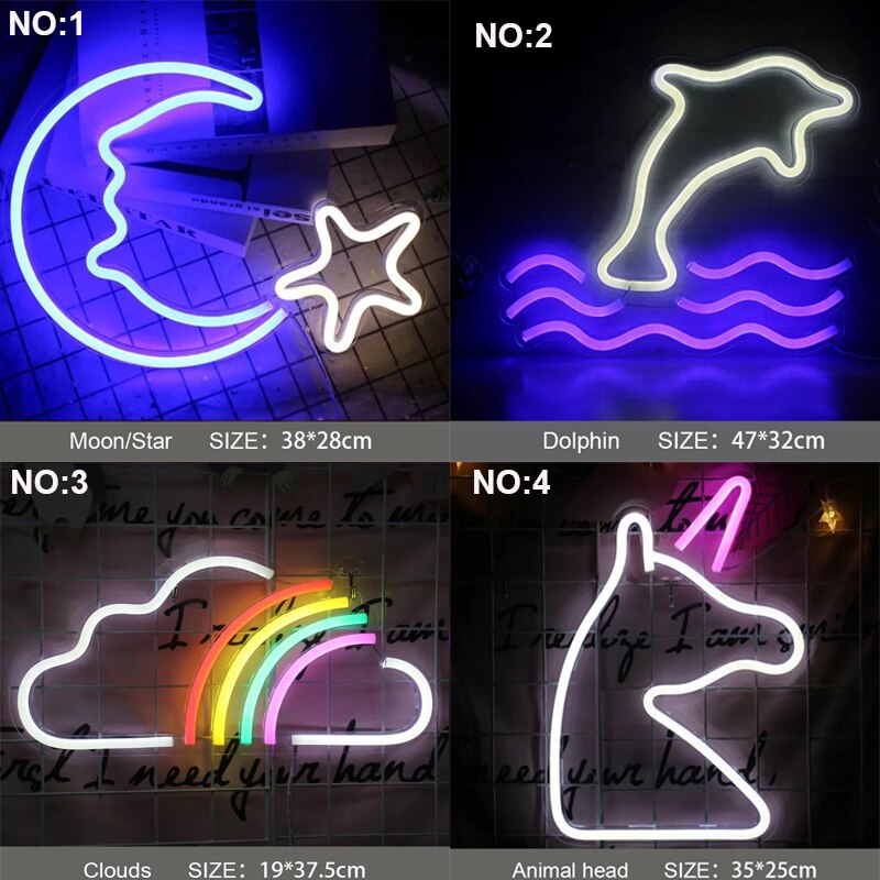 Neon Sign Light Alien Shaped Wall Hanging Lights for Home Children's Room Cloud Night Lamps Xmas Party Art Decor: Clouds / 1