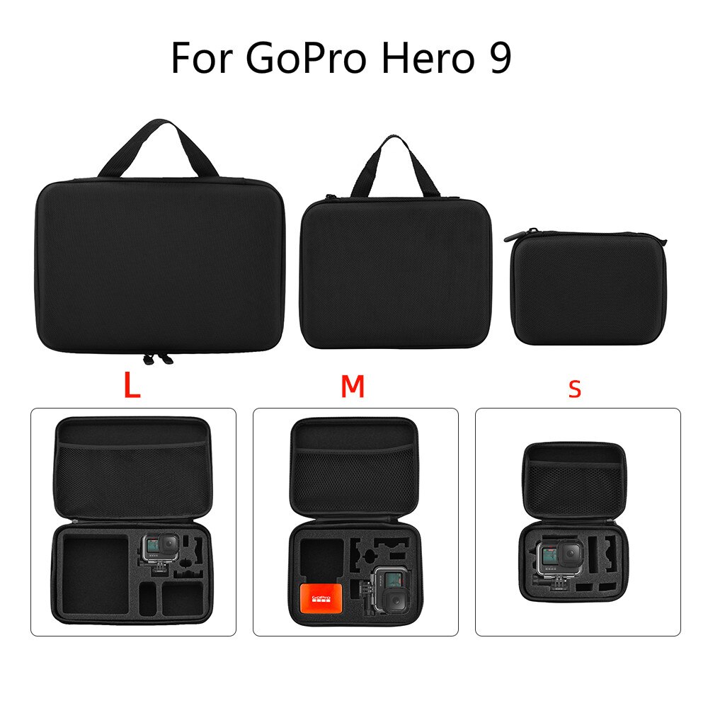 Stødsikker vandtæt opbevaringsboks bærbar rejsetaske stor størrelse bæretaske til gopro hero 9 sort action kamera tilbehør