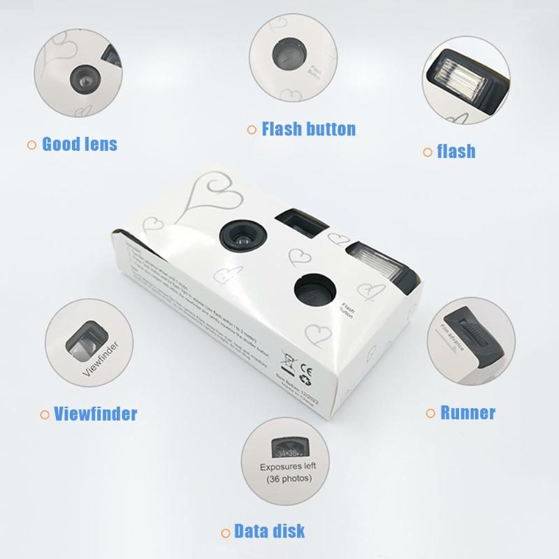 Mini Film Disposable Camera 35mm Film Manual Camera 36 Photos Portable Camera Small Size Retro Optical Camera with Power Flash