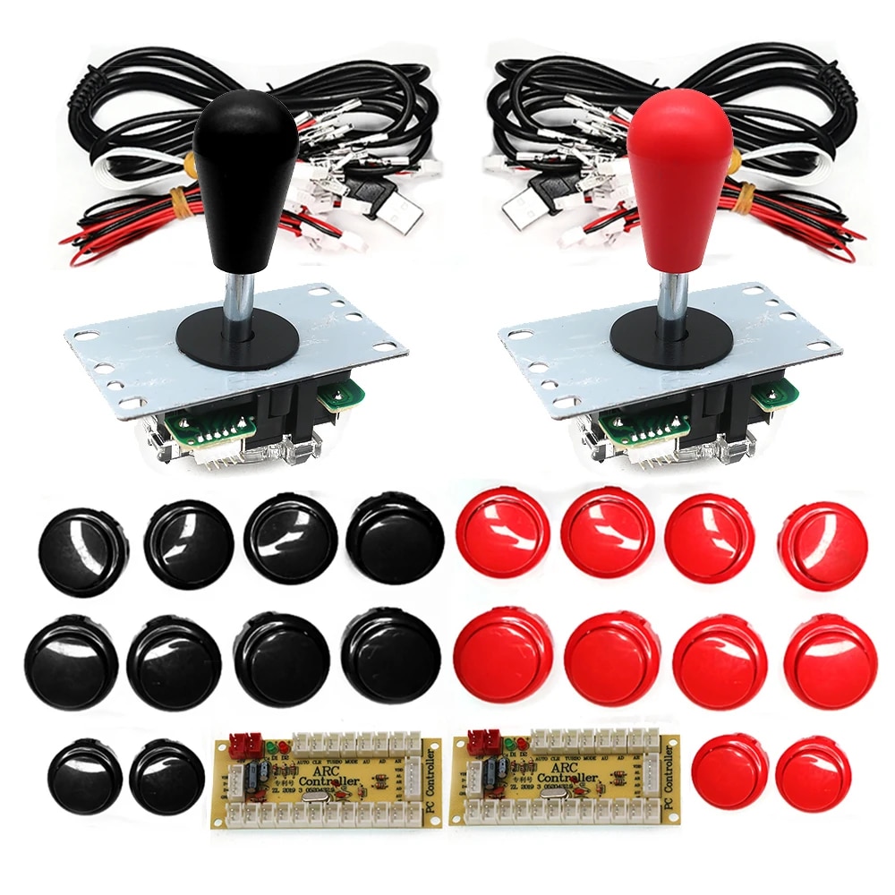 Copie SANWA Machine de jeu Console d'arcade Kit de bricolage boutons poussoirs de Joystick 8 voies pour PC Raspberry Pi contrôleur de carte USB à retard zéro