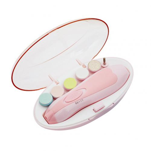 LED Elektrische Baby Nail Trimmer Nagelvijl Baby Clipper Tool Baby Tenen Vingernagels Grinder Trimmer Care Tool: Roze