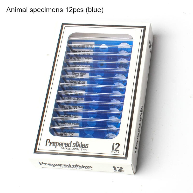 Microscope Slides 12 Children's Standard Microscope Special Plastic bio-slice Specimen Animal Insect Plant Flower Sample Slice: Blue