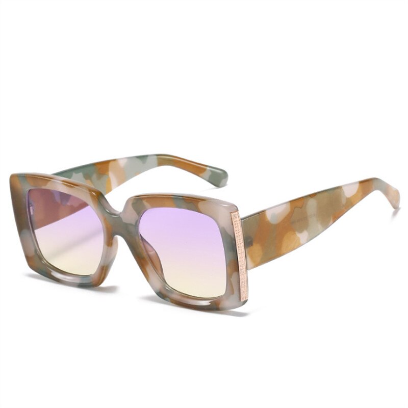 Yooske overdimensionerede solbriller kvinder mænd vintage brede ben firkantede solbriller camouflage leopard sorte briller  uv400: Mi cai