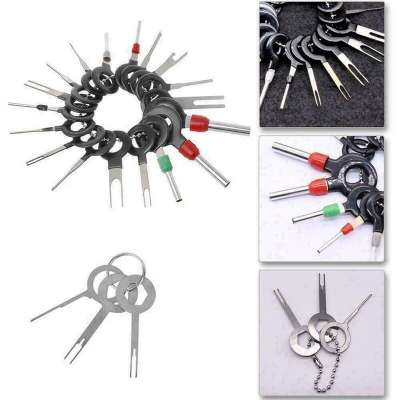 21 Uds coche eléctrico pinza de presión para cables Kit Extractor de clavijas de automoción Terminal quitar herramienta