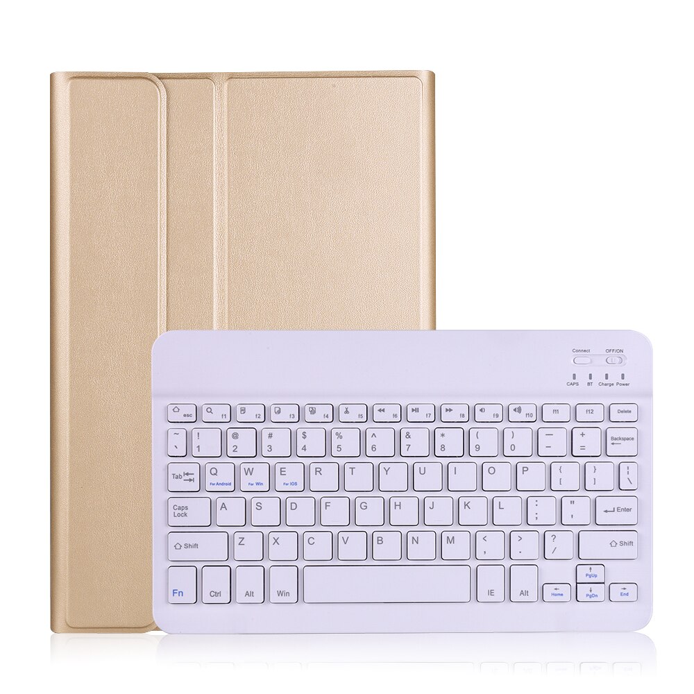 Voor Samsung Galaxy Tab S6 10.5 SM-T860 SM-T865 Wireless Bluetooth Keyboard Case Met Pen Houder Lederen Beschermhoes Tablet Cover: Gold