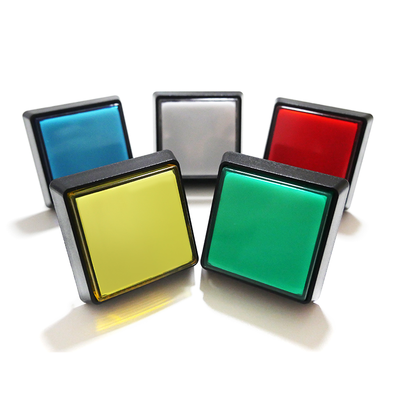 10 stücke 51*51mm quadratisch beleuchtete Tasten beleuchtet Druckknopf mit Mikrosc Halfter für Arkade-Musik-Spiel maschine 5 Farben