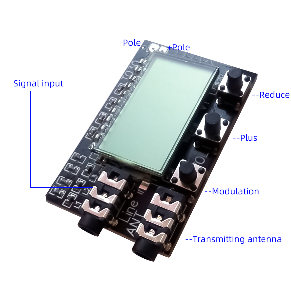 Digitale LCD 2 kanaals FM stereo zender board draadloze audio transmissie fm 78 MHz tot 108 MHz module met antenne DC 3.6 V-15 V