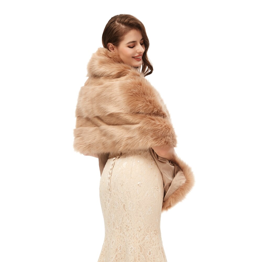 Coffee Formal Party Evening Jackets Wraps Faux Fur cloaks Wedding Capes Winter Women Bolero Wraps Shawls In Stock shrug