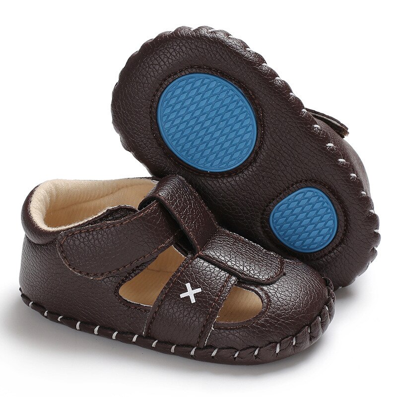 Sandalias Unisex para bebé niña Niño Zapatos de niño para sus primeros pasos suela de goma suave antideslizante azul sólido cuna primeros zapatos de andar para B
