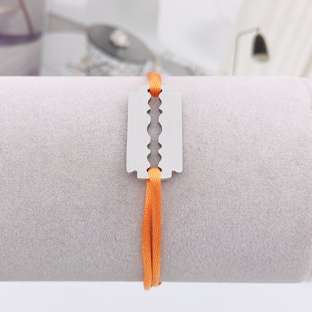Stainless Steel Bracelet De Rasoir Blade Razor Bracelet With Black Red Rope Adjustable France Famous Brand Jewelry