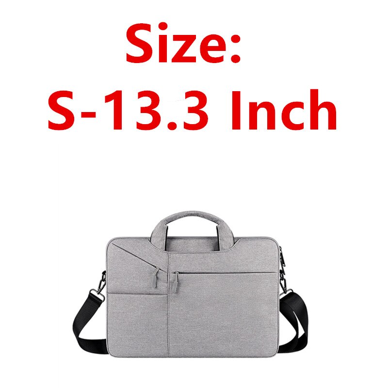 Nowy wodoodporny mężczyzna kobiet 13.3 14 15.6 Cal teczka na laptopa torebka biznesowa o dużej pojemności Messenger Notebook torba na ramię: S-13.3 Inch-LT Gray