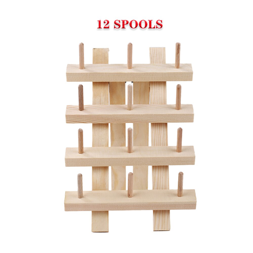 Storage Box Sewing Thread Spool Yarn Holder Wooden Organizer Stand Knitting Wood Home Embroidery Folding Frame Multiple sizeFirm: 12 Spools