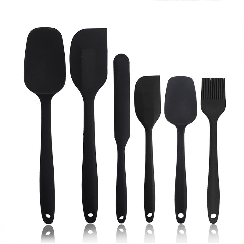 Utensil Set Silicone Spatula Set Non-Stick Cookware Cover Rubber Spatula Heat Resistant Tasks Seamless Kitchen Tools Home: 9pcs-black