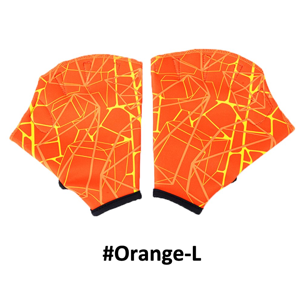 1 Pair Swimming Hand Finger Fin Learning Swimming Pool Accessory Finger Wear Flippers Training Diving Gloves Swim Pool Paddles: Orange L