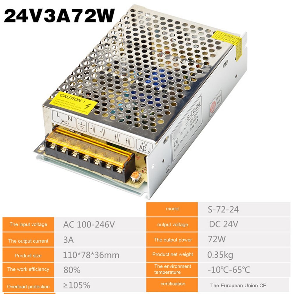 Alimentation à découpage DC24V 1A 2A 2.5A 3A 4.5A 5A 6.5A 8.3A 10A 12.5A 15A 16.5A AC 220V à DC24V AC-DC 24V pour 24V LED Bande: 24v 3A