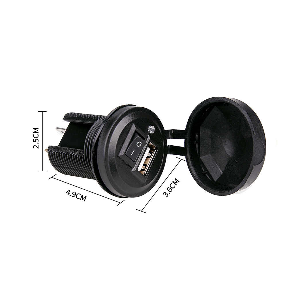 12V 24V USB Waterproof Motorcycle Switch Socket Motorbike Charger 5V 2.1A Cigarette Lighter Adapter for Mobile Phone