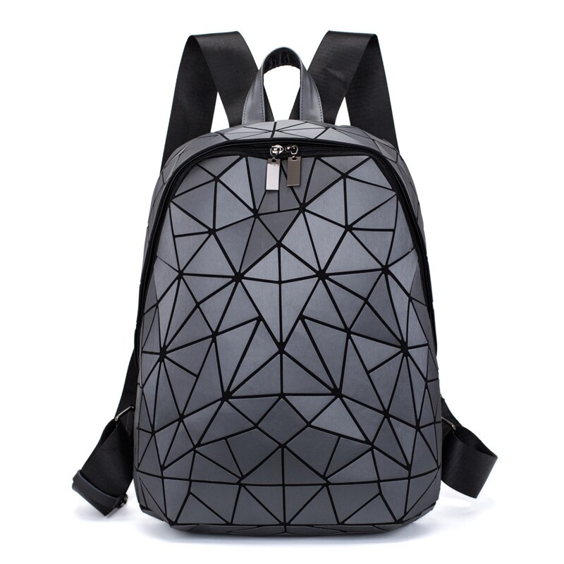 Frauen Hologramm Rucksack Schule matt Geometrische Rucksäcke Mädchen Reisen Schulter Taschen Für Frauen Totes Luxus Schulter Tasche Silber: grau