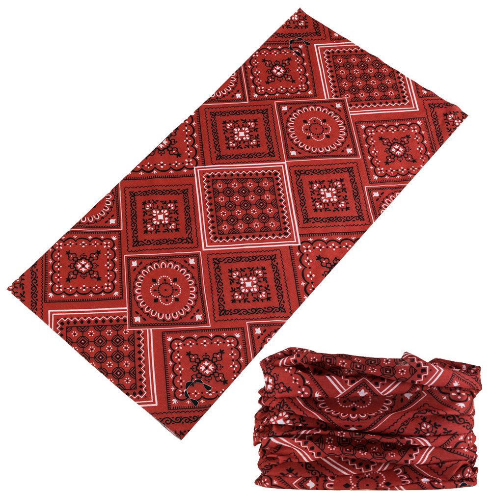 Ansiktsbandanas tubulär cykelbandana pannband multifunktionella cykel paisley ansiktsskydd halsvärmare huvudduk turban buffs: Röd