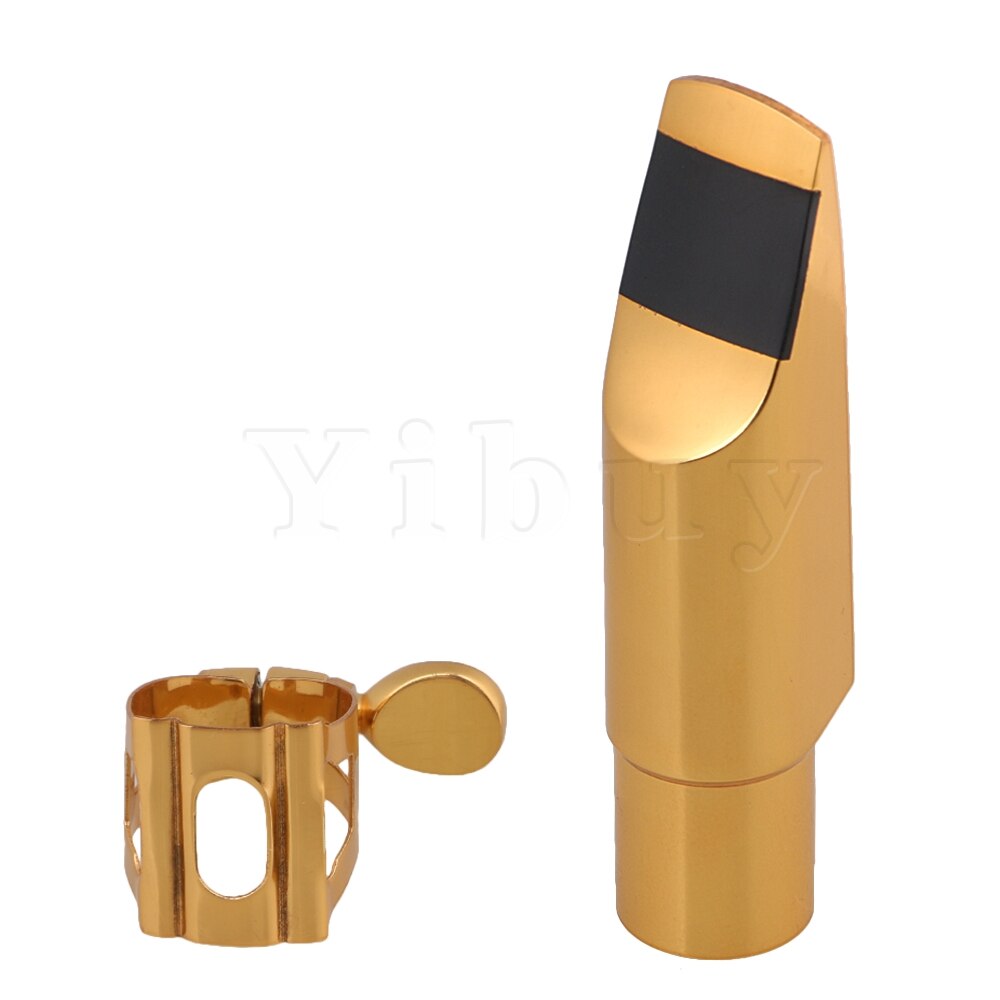 Yibuy 7#  bb sopraansaxofoon mondstuk met dop vierkante ligatuur verguld