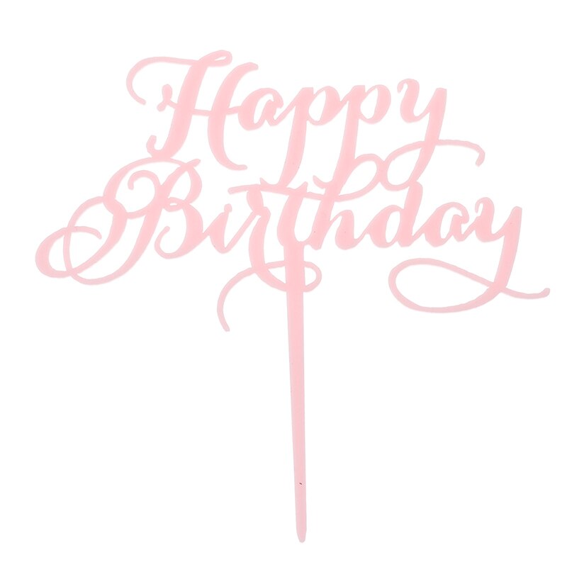 Happy Birthday Cake Decorations Acrylic Cakes Topper Insert Cards Party: Pink