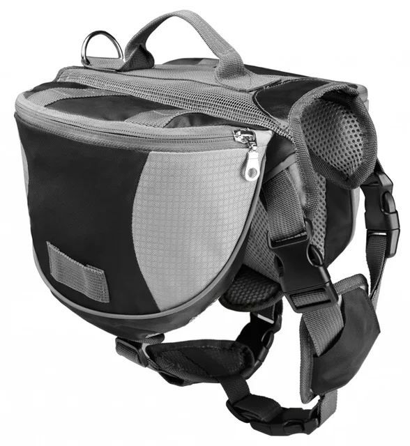 Hundebag til kjæledyr, ryggsekk, medium stor, stor hund, bæresele til utendørs fotturer, camping, trening, snacksbærer, halv hengekødu, hund: S / Hvit
