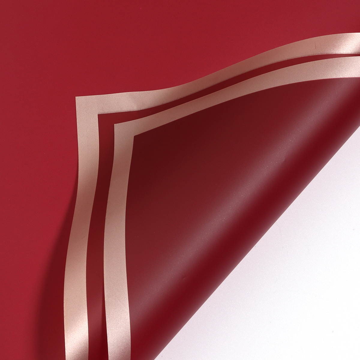 20 Stuks Plastic Boeket Inpakpapier Kleur Waterdicht Gouden Rand Jelly Film voor DIY Bloemen Party Thuis Verpakkingsbenodigdheden: Bordeaux