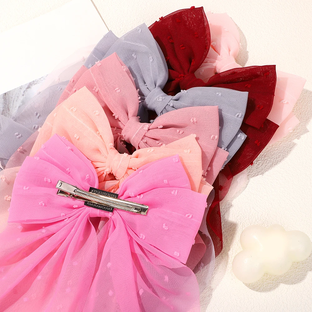 Clip de pelo de cinta con lazo para mujer, 8 colores, Clip de primavera de satén liso, lazo de cola de caballo, horquilla Simple a la , accesorios para el cabello para niña