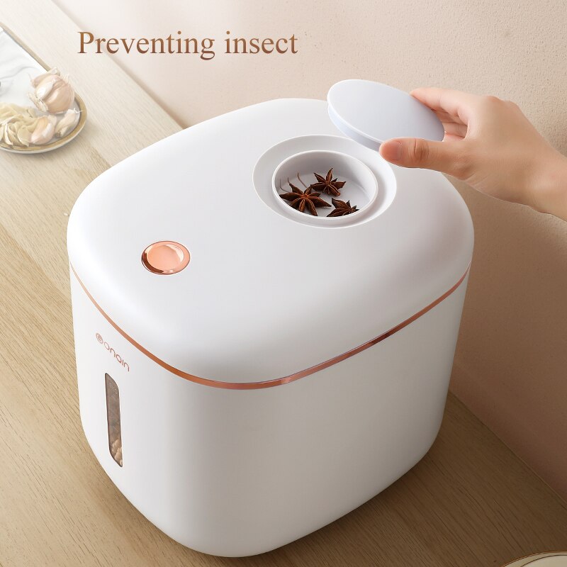 10 KG Rice Storage Container with Wheel Moistureproof Airtight Rice Dispenser Plastic Storage Container for Bulk Cereal Pet Food